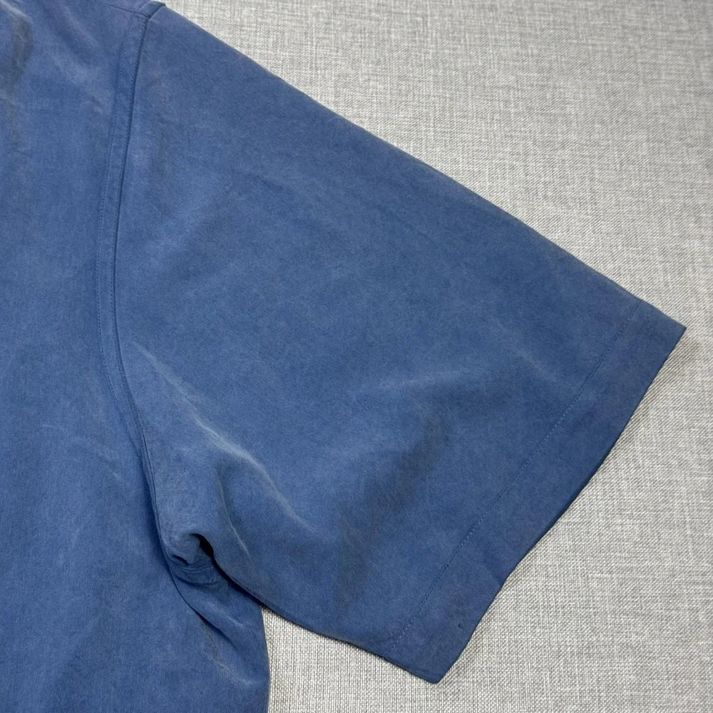 Nat Nast Button-Up Shirt Mens XL Blue Colorblock Silk Short Sleeve Relaxed Fit